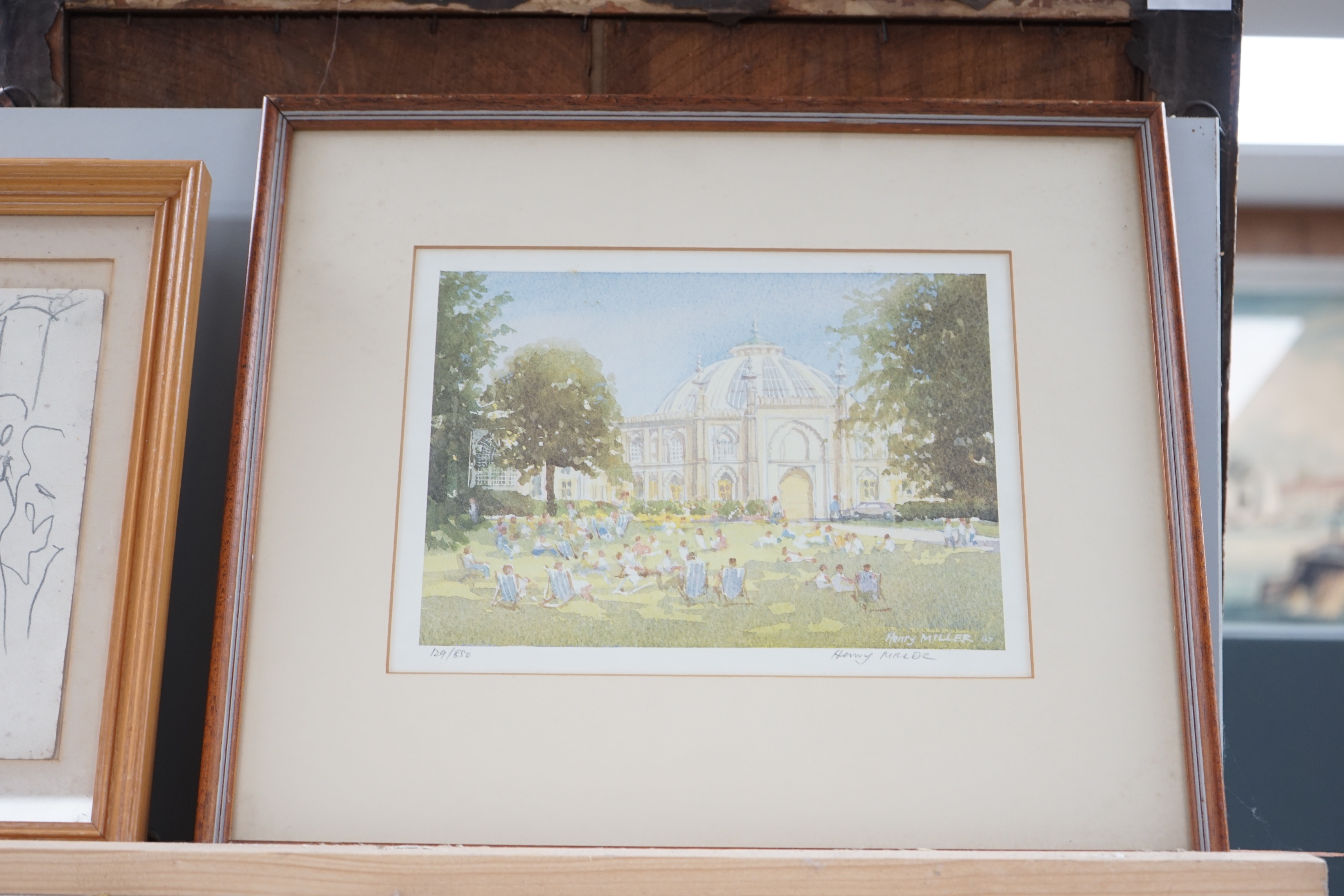 Henry Miller, colour print, The Dome, Brighton, signed in pencil, limited edition 129/850, details verso, 19.5 x 26.5cm